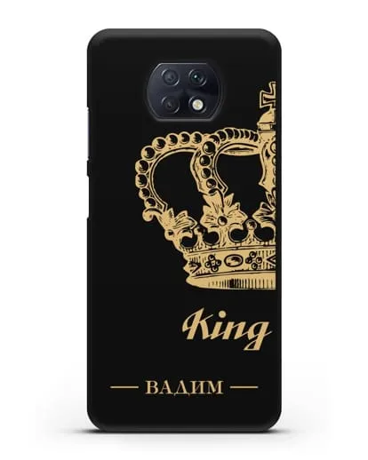 Именной чехол с короной парный мужской с фамилией и надписью King силиконовый для Xiaomi Redmi Note 9T