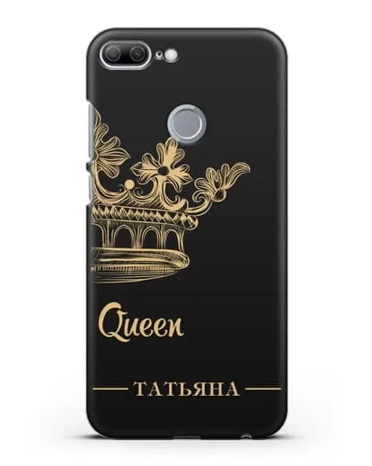 Именной чехол с короной парный женский с фамилией и надписью Queen силиконовый для Honor 9 Lite