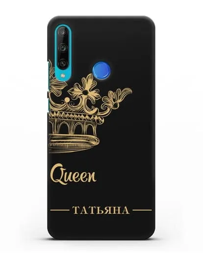 Именной чехол с короной парный женский с фамилией и надписью Queen силиконовый для Honor 9C