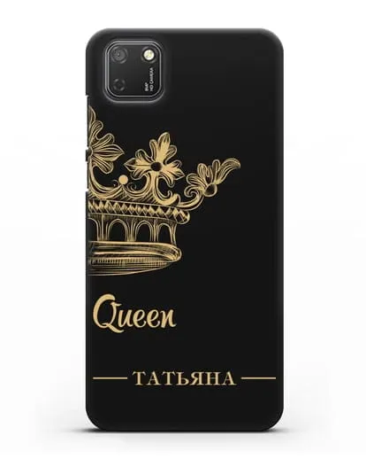 Именной чехол с короной парный женский с фамилией и надписью Queen силиконовый для Honor 9S