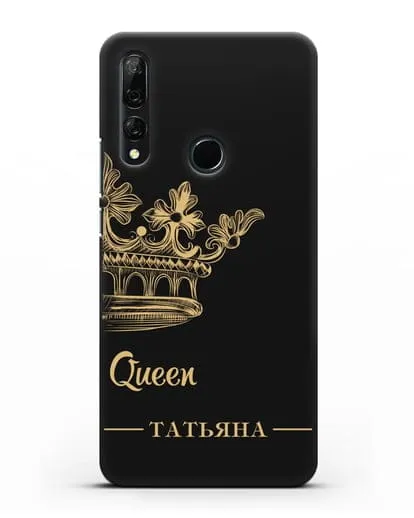 Именной чехол с короной парный женский с фамилией и надписью Queen силиконовый для Honor 9X