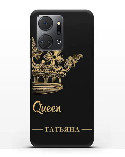 Именной чехол с короной парный женский с фамилией и надписью Queen силиконовый для Honor X7a