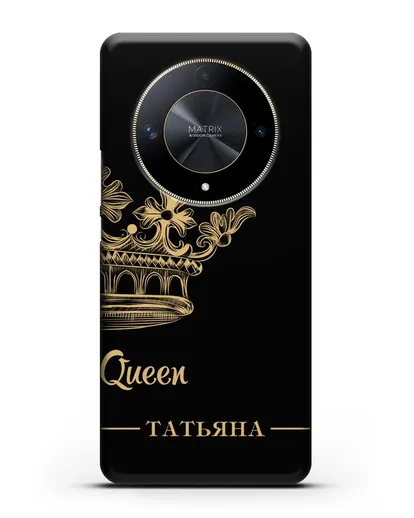 Именной чехол с короной парный женский с фамилией и надписью Queen силиконовый для Honor X9b