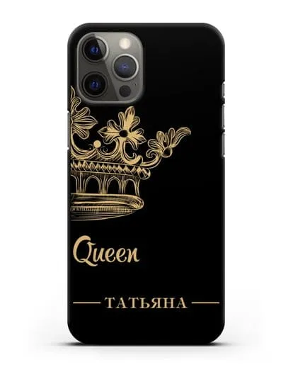 Именной чехол с короной парный женский с фамилией и надписью Queen силиконовый для iPhone 12 Pro Max
