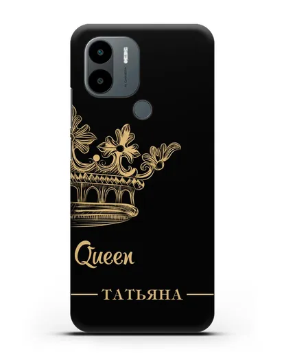 Именной чехол с короной парный женский с фамилией и надписью Queen силиконовый для Xiaomi Poco C51