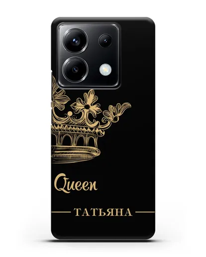 Именной чехол с короной парный женский с фамилией и надписью Queen силиконовый для Xiaomi Poco X6