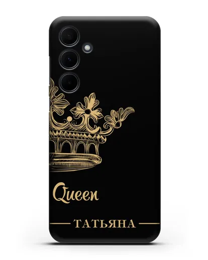 Именной чехол с короной парный женский с фамилией и надписью Queen силиконовый для Samsung Galaxy A35 [SM-A356]