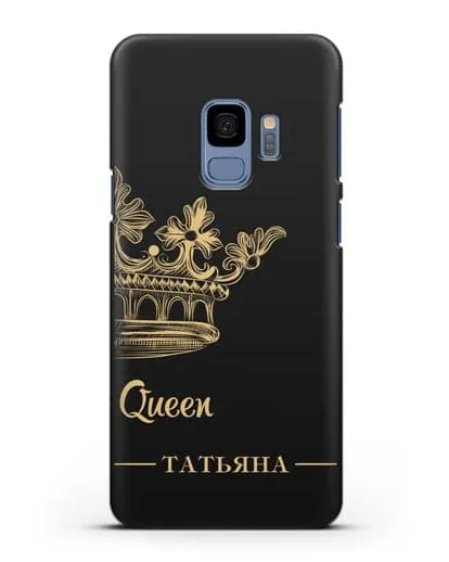 Именной чехол с короной парный женский с фамилией и надписью Queen силиконовый для Samsung Galaxy S9 [SM-G960F]