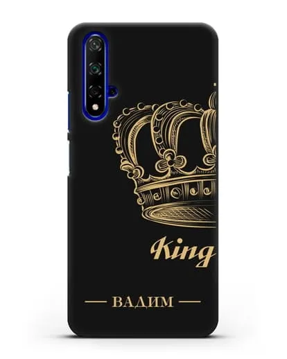 Именной чехол с именем и короной с золотым рисунком и надписью King силиконовый для Honor 20