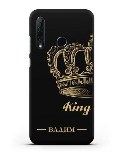 Именной чехол с именем и короной с золотым рисунком и надписью King силиконовый для Honor 20e