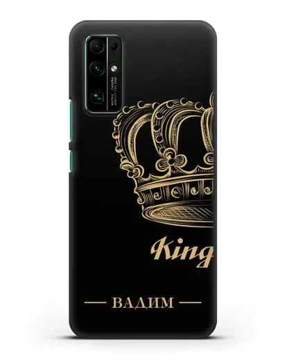 Именной чехол с именем и короной с золотым рисунком и надписью King силиконовый для Honor 30