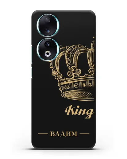 Именной чехол с именем и короной с золотым рисунком и надписью King силиконовый для Honor 90