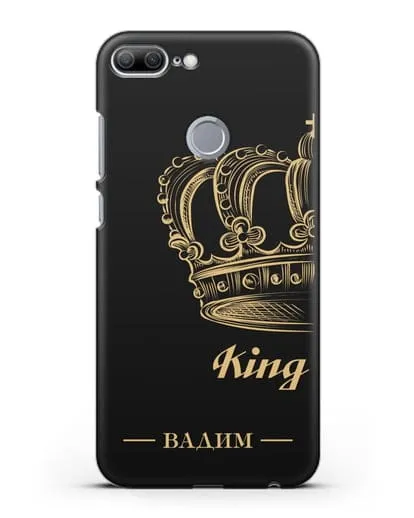 Именной чехол с именем и короной с золотым рисунком и надписью King силиконовый для Honor 9 Lite