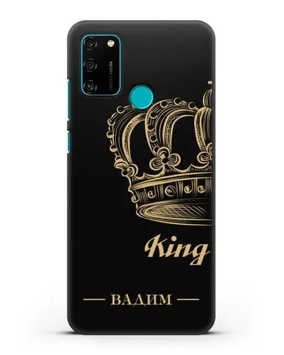 Именной чехол с именем и короной с золотым рисунком и надписью King силиконовый для Honor 9A