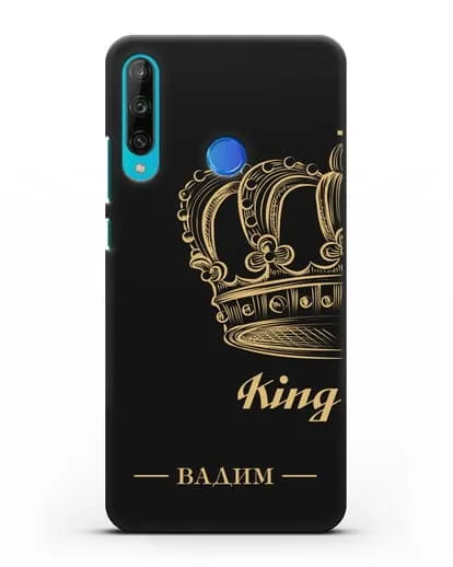 Именной чехол с именем и короной с золотым рисунком и надписью King силиконовый для Honor 9C