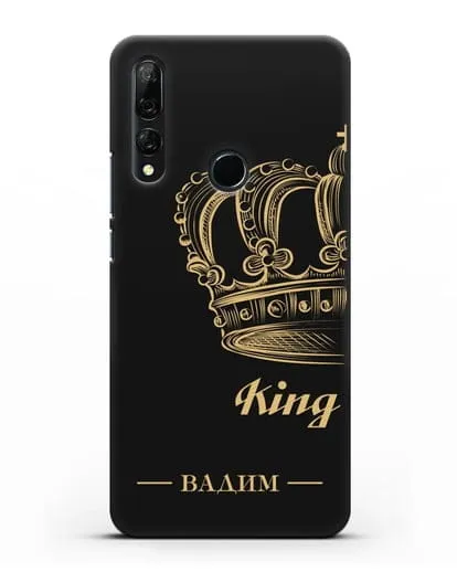 Именной чехол с именем и короной с золотым рисунком и надписью King силиконовый для Honor 9X