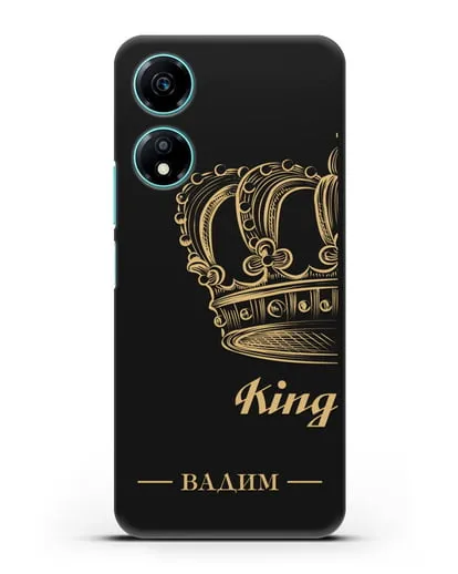 Именной чехол с именем и короной с золотым рисунком и надписью King силиконовый для Honor X5 Plus