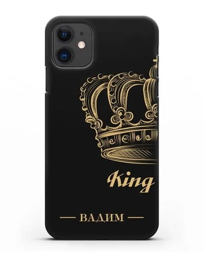 Именной чехол с именем и короной с золотым рисунком и надписью King силиконовый для iPhone 11
