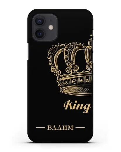 Именной чехол с именем и короной с золотым рисунком и надписью King силиконовый для iPhone 12