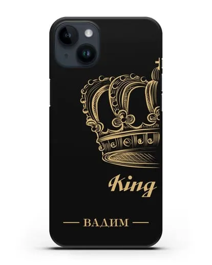 Именной чехол с именем и короной с золотым рисунком и надписью King силиконовый для iPhone 14 Plus