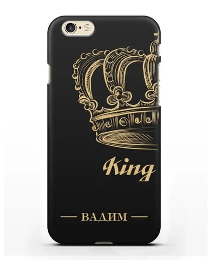 Именной чехол с именем и короной с золотым рисунком и надписью King силиконовый для iPhone 6s
