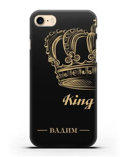 Именной чехол с именем и короной с золотым рисунком и надписью King силиконовый для iPhone 7
