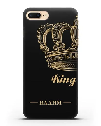 Именной чехол с именем и короной с золотым рисунком и надписью King силиконовый для iPhone 8 Plus