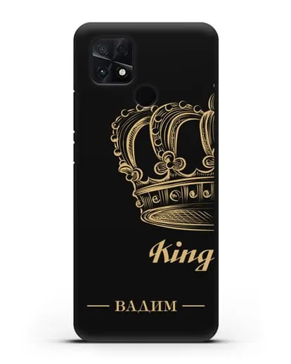 Именной чехол с именем и короной с золотым рисунком и надписью King силиконовый для Xiaomi Poco C40