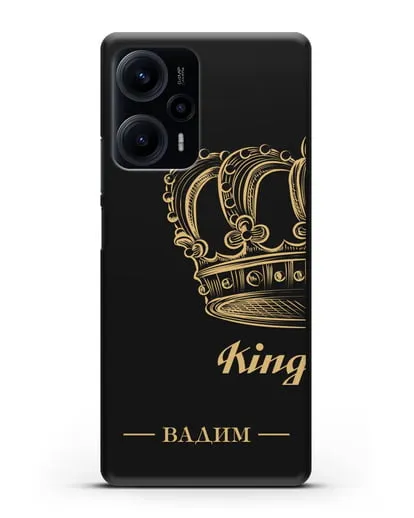 Именной чехол с именем и короной с золотым рисунком и надписью King силиконовый для Xiaomi Poco F5