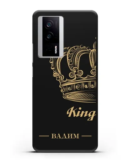 Именной чехол с именем и короной с золотым рисунком и надписью King силиконовый для Xiaomi Poco F5 Pro