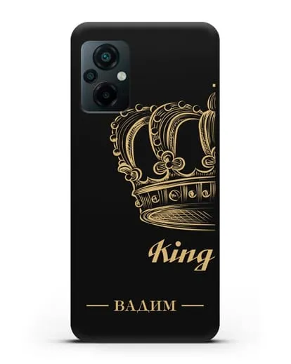 Именной чехол с именем и короной с золотым рисунком и надписью King силиконовый для Xiaomi Poco M5