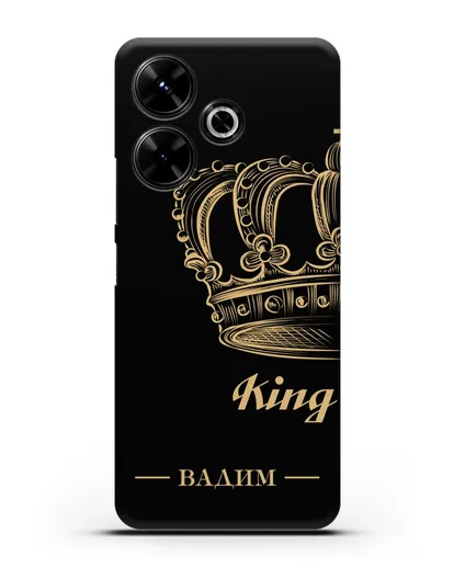 Именной чехол с именем и короной с золотым рисунком и надписью King силиконовый для Xiaomi Poco M6