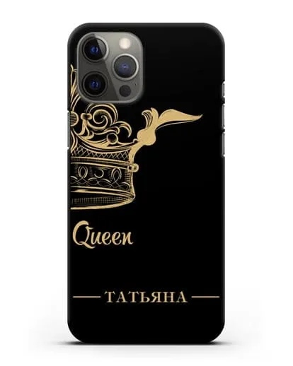 Именной чехол с именем и короной с золотым рисунком и надписью Queen силиконовый для iPhone 12 Pro Max