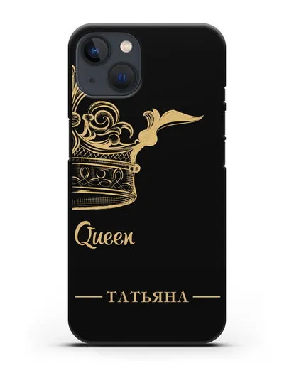 Именной чехол с именем и короной с золотым рисунком и надписью Queen силиконовый для iPhone 13