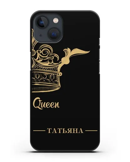 Именной чехол с именем и короной с золотым рисунком и надписью Queen силиконовый для iPhone 13 Mini