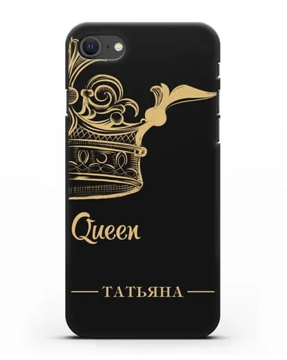 Именной чехол с именем и короной с золотым рисунком и надписью Queen силиконовый для iPhone SE 2020