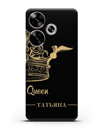 Именной чехол с именем и короной с золотым рисунком и надписью Queen силиконовый для Xiaomi Poco F6