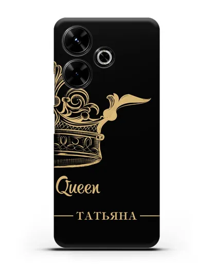 Именной чехол с именем и короной с золотым рисунком и надписью Queen силиконовый для Xiaomi Poco M6