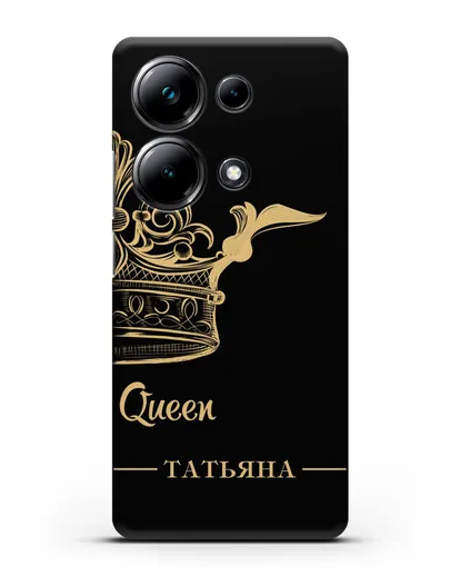 Именной чехол с именем и короной с золотым рисунком и надписью Queen силиконовый для Xiaomi Poco M6 Pro