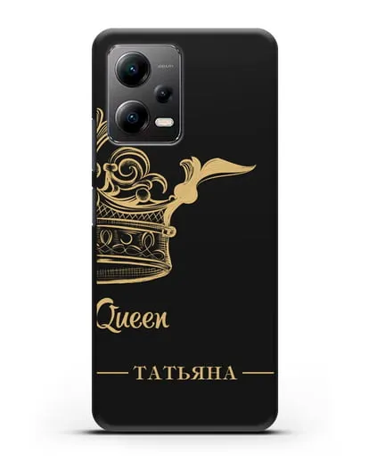 Именной чехол с именем и короной с золотым рисунком и надписью Queen силиконовый для Xiaomi Poco X5