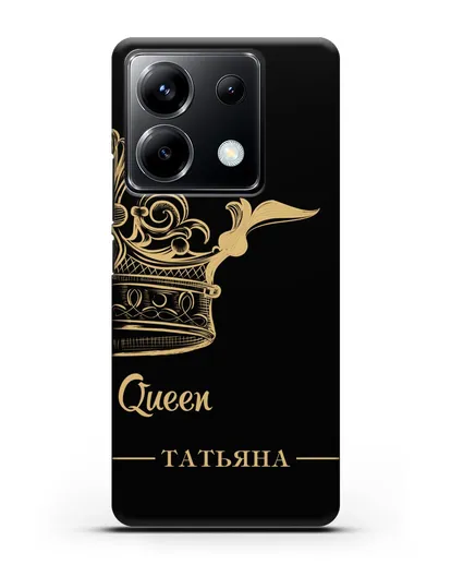 Именной чехол с именем и короной с золотым рисунком и надписью Queen силиконовый для Xiaomi Poco X6