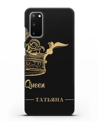 Именной чехол с именем и короной с золотым рисунком и надписью Queen силиконовый для Samsung Galaxy S20 [SM-G980F]
