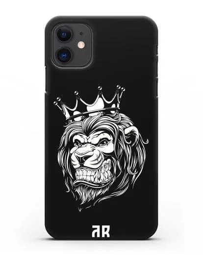Чехол Лев с короной с инициалами, фамилией силиконовый для iPhone 11