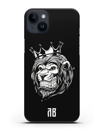 Чехол Лев с короной с инициалами, фамилией силиконовый для iPhone 14 Plus