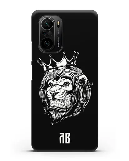 Чехол Лев с короной с инициалами, фамилией силиконовый для Xiaomi Poco F3