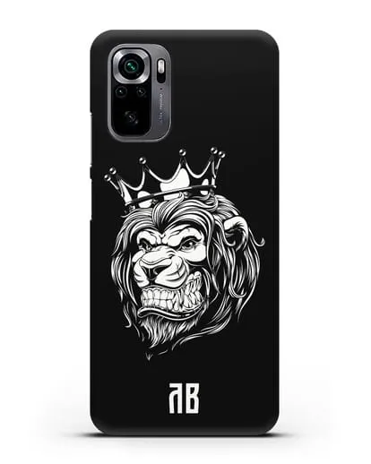 Чехол Лев с короной с инициалами, фамилией силиконовый для Xiaomi Poco M5s