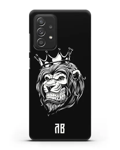 Чехол Лев с короной с инициалами, фамилией силиконовый для Samsung Galaxy A53