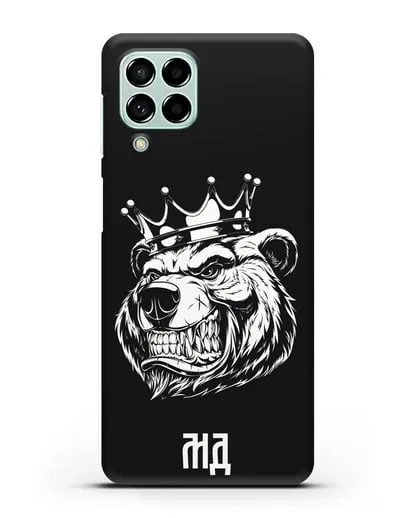Чехол Медведь с короной с инициалами, фамилией силиконовый для Samsung Galaxy M53 [SM-M536]