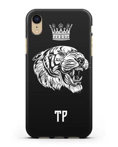 Чехол Тигр с короной с инициалами, фамилией силиконовый для iPhone XR