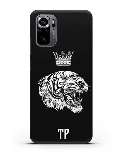 Чехол Тигр с короной с инициалами, фамилией силиконовый для Xiaomi Poco M5s